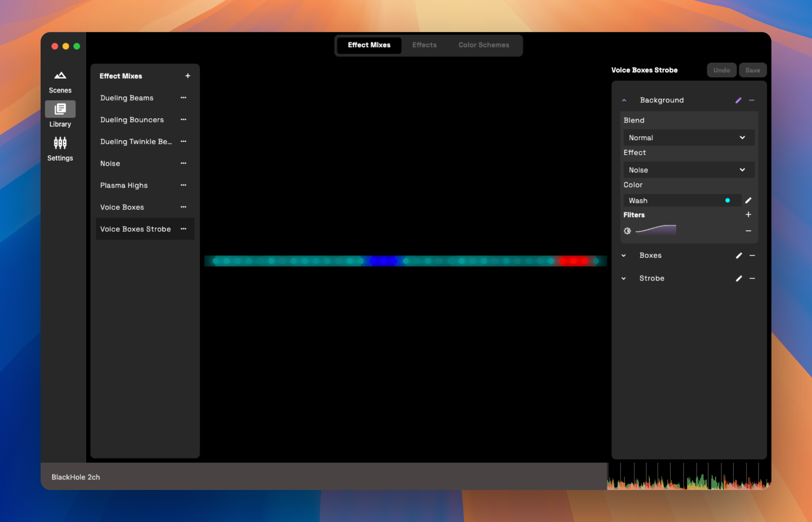 Screenshot of effect mix editor.